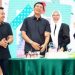 Didampingi Istri Hadiri Syukuran Harlah Istri Bupati Batanghari. FOTO: IST