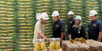 Rocky Candra Saat Melihat Stok Beras di Gudang Bulog Jambi. FOTO: IST