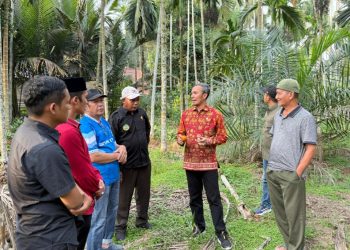 Edi Purwanto saat dialog dengan petani pinang Tanjab Barat. FOTO: IST