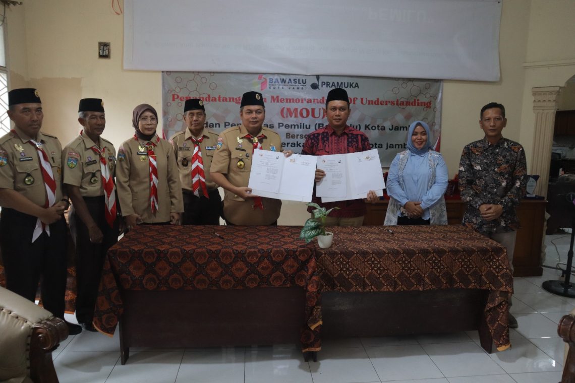 Kwarcab Pramuka Kota Jambi Gandeng Bawaslu untuk mewujudkan generasi muda yang berintegritas. FOTO: IST