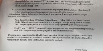 Surat kepada Kejati Jambi dari Ormas Jaguar. FOTO: IST