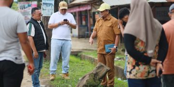 Waka I DPRD Provinsi Jambi, Ivan Wirata Saat Meninjau Lokasi Banjir di Pondok Meja dan Tempino. FOTO: UCUP