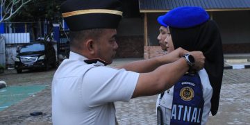 Penyematan tanda pengukuhan Satops Patnal Oleh Kanwil Ditjenpas Jambi, Irwan Rahmat Gumilar. FOTO: IST