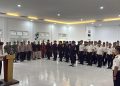 Kalapas Narkotika Muara Sabak bersama jajaran dan TNI, Polri usai ikrar bersama bebas narkoba, penipuan dan handphone ilegal. FOTO: IST