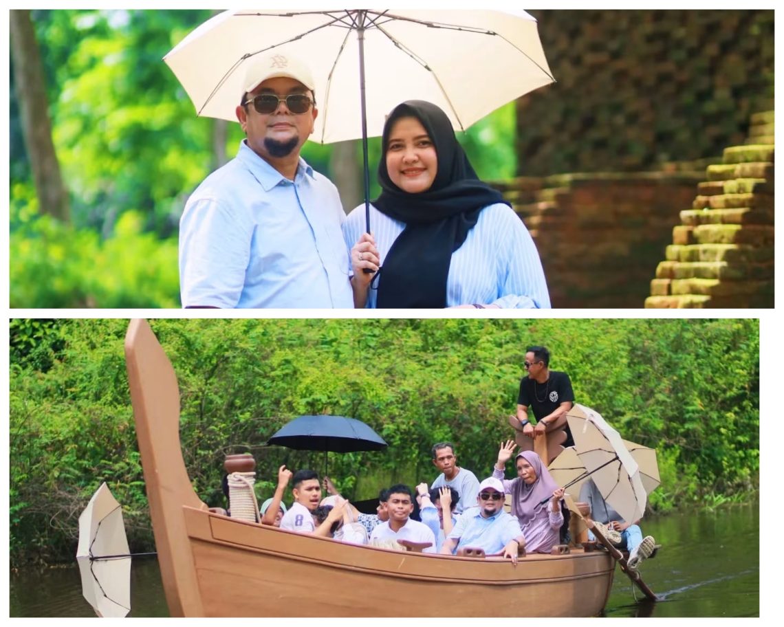 Ivan Wirata saat mengunjungi Candi Muaro Jambi sebagai salah satu lokasi wisata dan cagar budaya . FOTO: UCUP