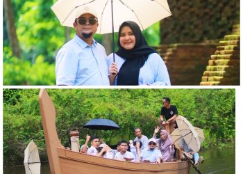 Ivan Wirata saat mengunjungi Candi Muaro Jambi sebagai salah satu lokasi wisata dan cagar budaya . FOTO: UCUP