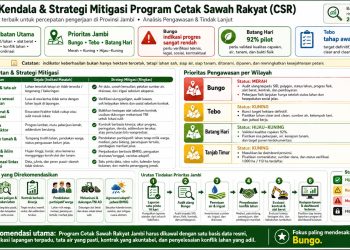 Matriks Kondisi Air Irigasi dan Cetak Sawah di Provinsi Jambi. FOTO: IST