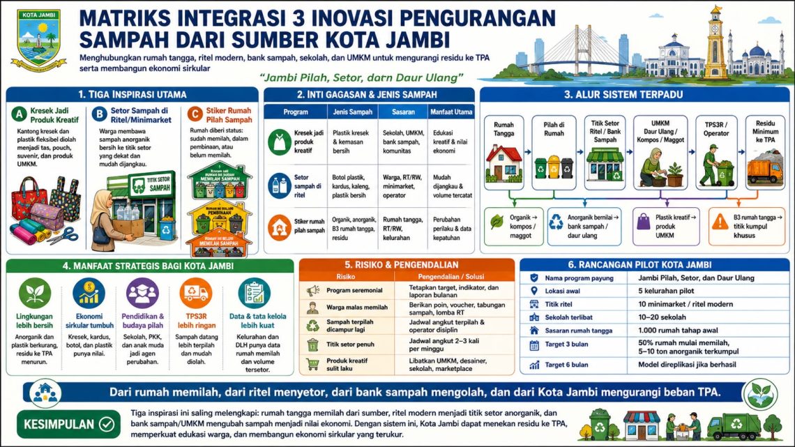 Matriks yang menunjukkan inovasi pengurangan sampah di Kota Jambi. FOTO: IST