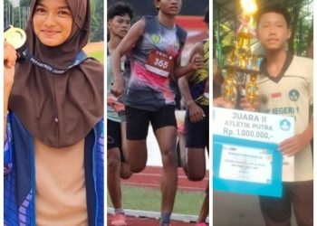 Tiga atlet Finix Run club yang berhasil menoreh prestasi nasional. FOTO: IST