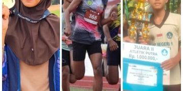 Tiga atlet Finix  Run club yang berhasil menoreh prestasi nasional. FOTO: IST