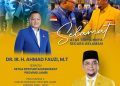 Sekretaris Golkar Jambi, Ivan Wirata mengucapkan selamat atas terpilihnyo Ahmad Fauzi secara aklamasi sebagai ketua DPD Partai Demokrat Jambi. FOTO: UCUP