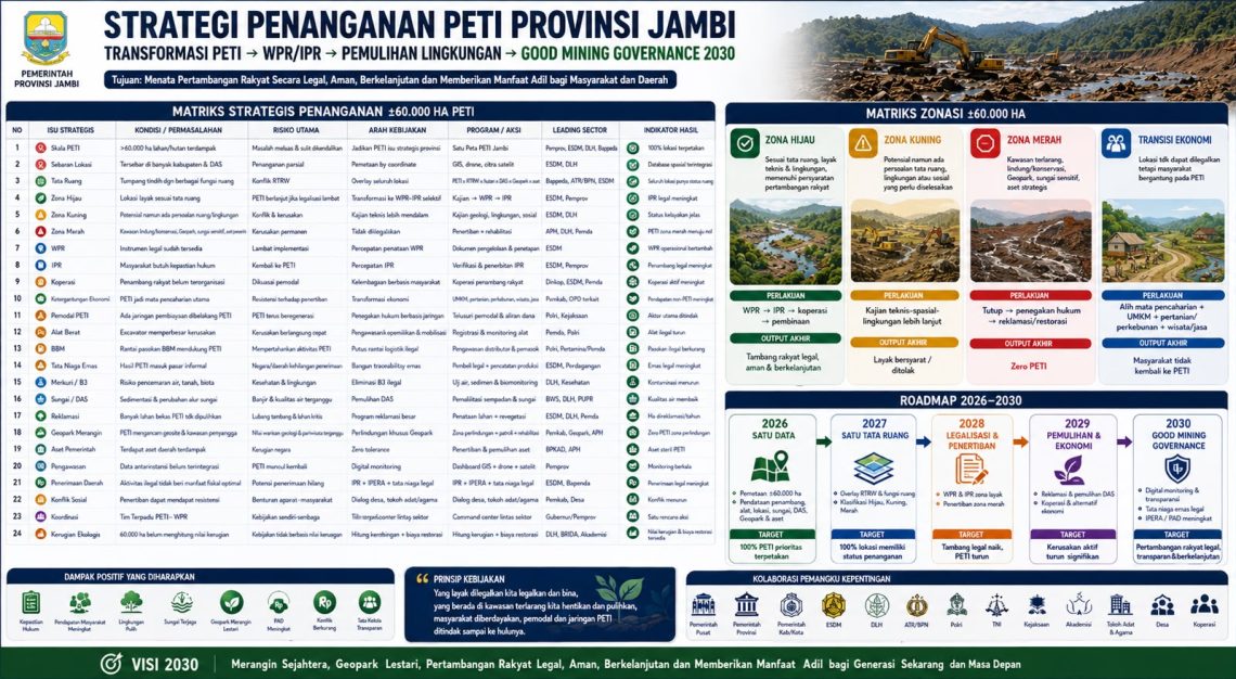 Flyer strategi penanggulangan PETI di Provinsi Jambi. FOTO: IST