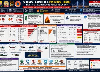 Flyer yang menunjukkan situasi Karhutla terkini Provinsi Jambi. FOTO: IST