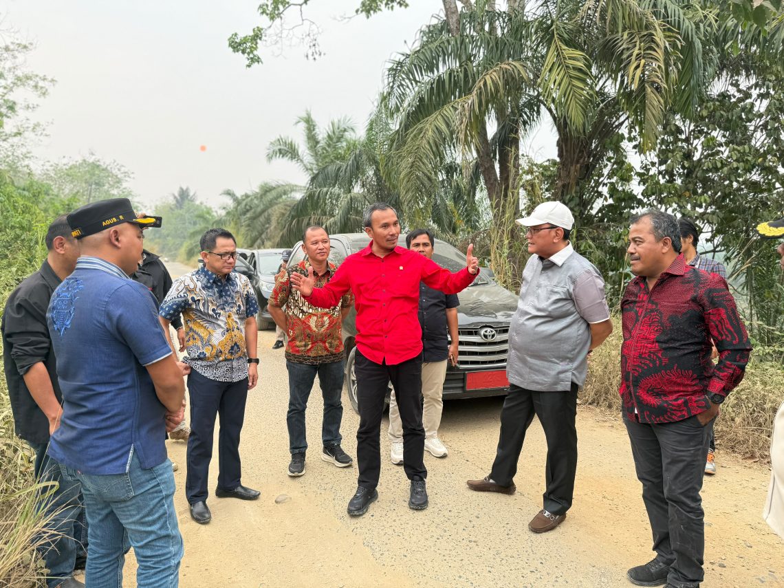 Anggota DPR-RI Fraksi PDI-Perjuangan, Edi Purwanto saat meninjau Jalan Padang Lamo Tebo. FOTO: IST