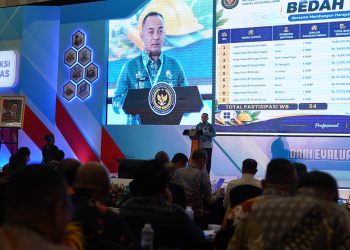 Kanwil Ditjenpas Jambi, Irwan Rahmat Gumilar saat memaparkan capaian program di Provinsi Jambi yang akan menjadi percontohan bagi Lapas lainnya di Indonesia. FOTO: IST