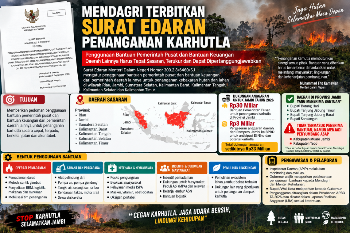 Edaran dari Mendagri terkait dana bantuan Karhutla di Provinsi Jambi. FOTO: IST